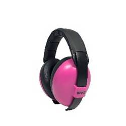 Babybanz noise-canceling helmet for children aged 0 to 2 years. fluorescent pink